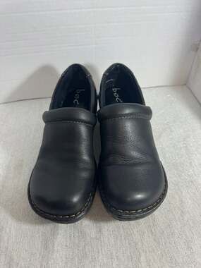 b.o.c. by Born Peggy Black Pebbled Leather Comfort Clogs
